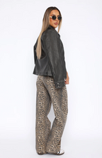 Lola Lage Taille Wijde Pijpen Luipaard Jeans voor Dames