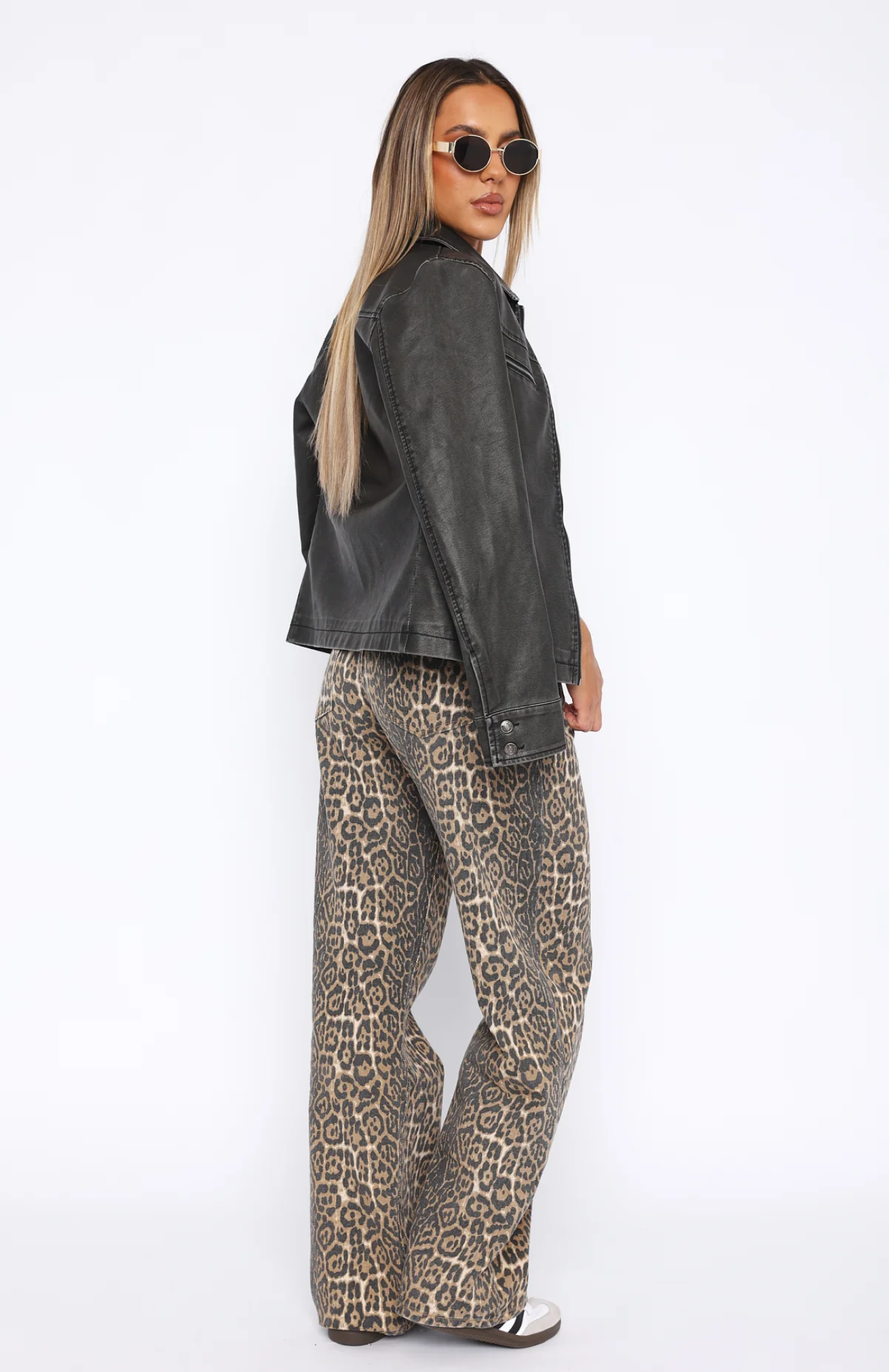 Lola Lage Taille Wijde Pijpen Luipaard Jeans voor Dames