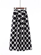 Elegante Franse Stijl Retro Hoge Taille Polka Dot Maxi Rok