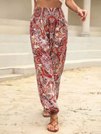 Dames Harem Broeken Bohemian Olifantenprint Loose Fit Elastische Taille Ademend Katoen