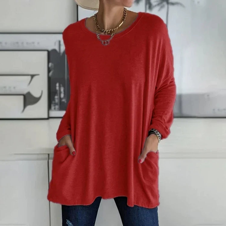 Dames Casual Oversized Trui Ronde Hals Zachte, Ademende Stof