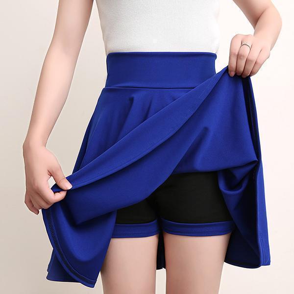 A-lijn Elastische Taille Plissé Rok met Aangehechte Shorts