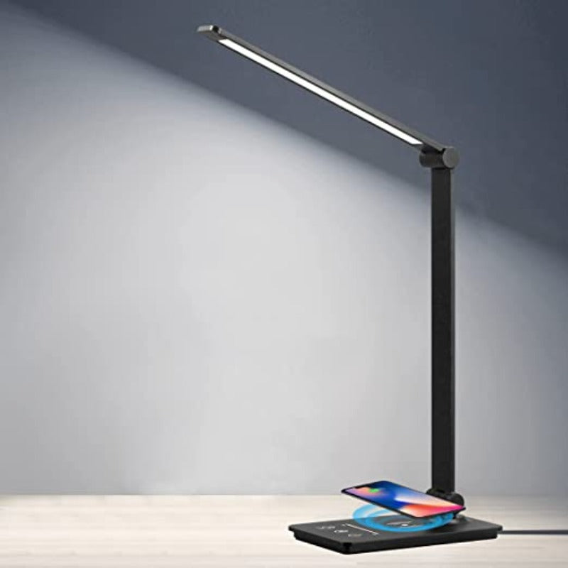 LED Bureaulamp met Draadloze Oplader & Touchbediening – Zwart, Dimbaar en Verstelbaar