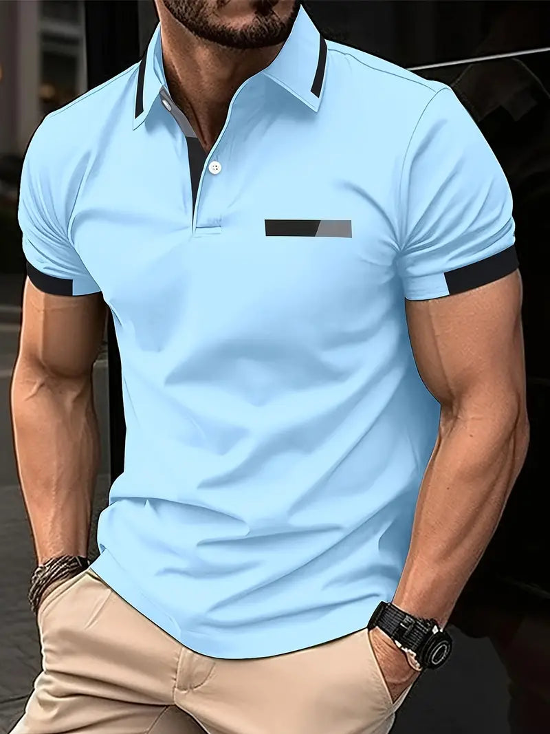 Variant image for Heren T Shirt Blauw M Katoen Kleurblok Casual Sportstijl-25