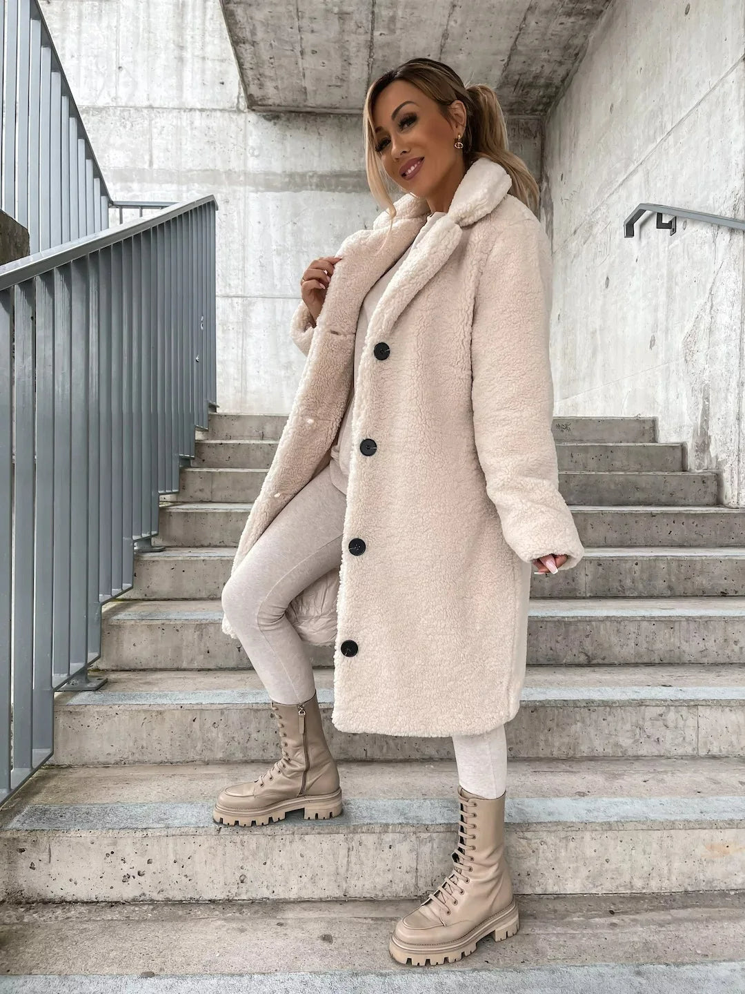 Trenchcoat Van Pluche Warm En Ademend Voor Koude Seizoen - Winterjas Dames