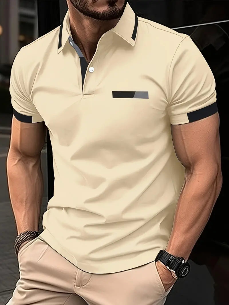 Heren T Shirt Blauw M Katoen Kleurblok Casual Sportstijl-6