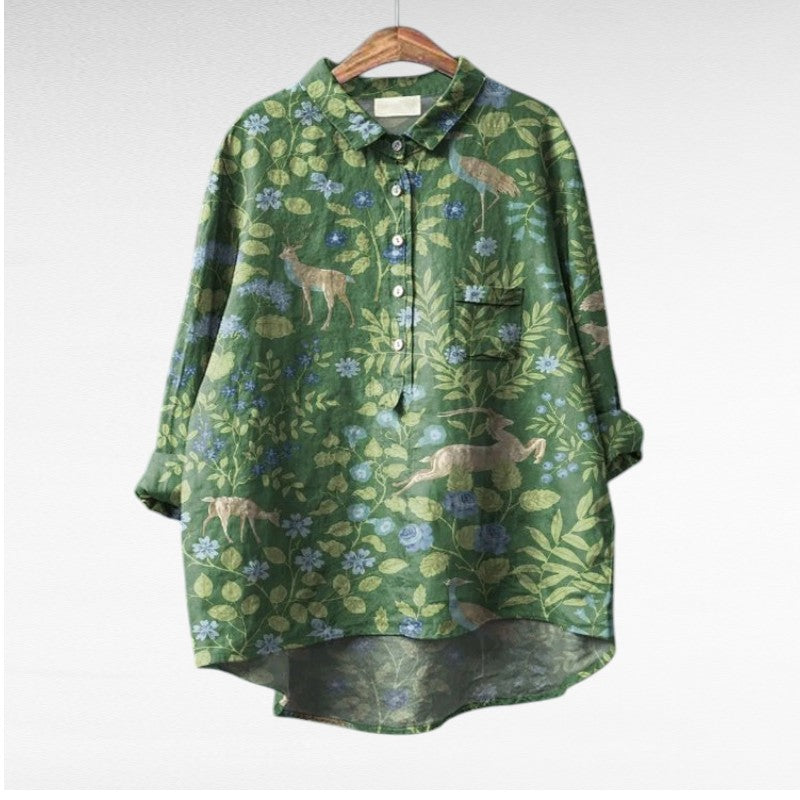 Bloemenblouse Romantische Pasvorm Met Bloemenprint Zacht