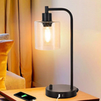 IndustriGlow - Industriële Tafellamp met USB-poorten en Dimbare Verlichting