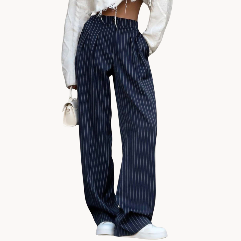 Dames Wijde Pantalon Hoge Taille Getailleerde Pasvorm Streepjes Classic Style Tijdloze Mode voor Elke Gelegenheid