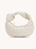 Dames Handtas - Echt Leer - Gevlochten Design - Luxe Halvemaan Vorm - Knopenhandvat