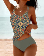 Tankini Set Dames met Verstelbare Bandjes en Elegant Patroon voor Comfortabel Zwemmen en Zonnebaden