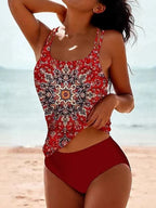 Tankini Set Dames met Verstelbare Bandjes en Elegant Patroon voor Comfortabel Zwemmen en Zonnebaden