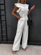 Jumpsuit met Vlindermouwen en Brede Pijpen – Elegant & Veelzijdig