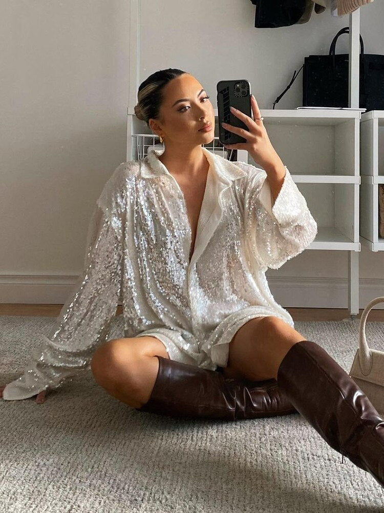 Carello - Oversized Glitter Blouse Voor Dames