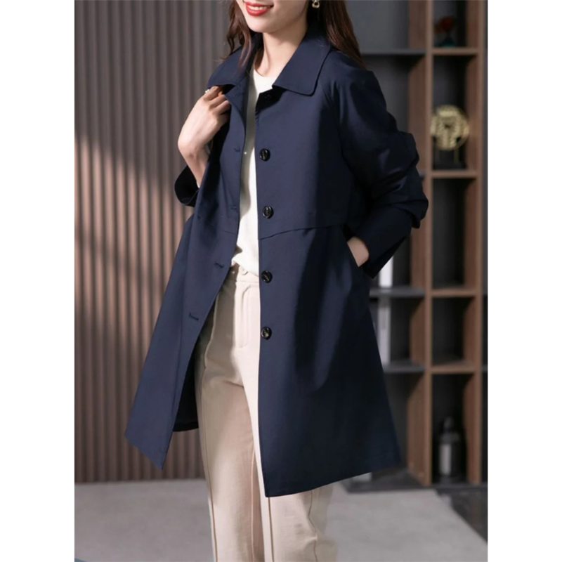 Dames Trenchcoat Getailleerde Pasvorm Kraag Enkele Knopen