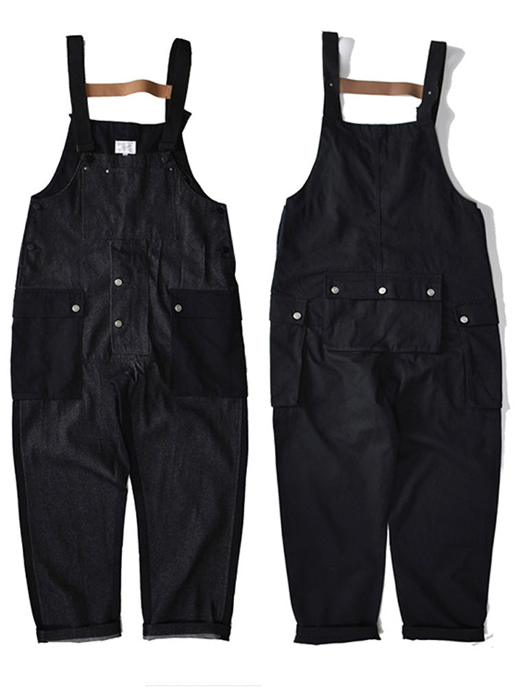 Baggy Denim Overalls met Kleur Gecoördineerde Zak