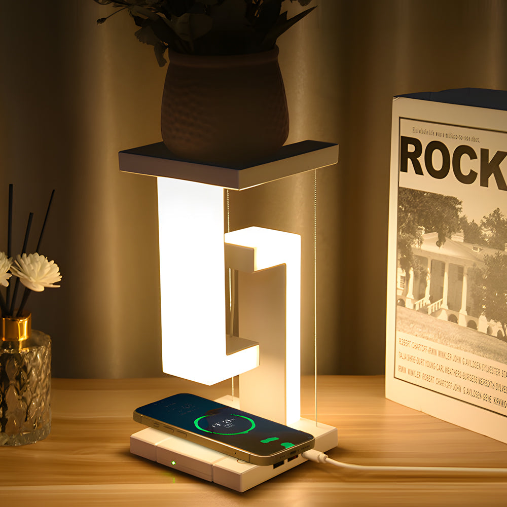 EclipseLite - Modern Zwevende Tafellamp met LED en Draadloos Opladen