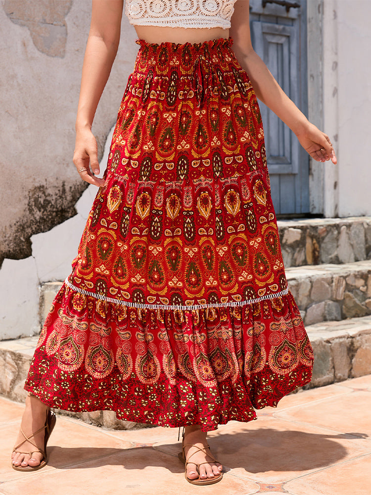 Boheemse Geprinte Patroon Patchwork Rok