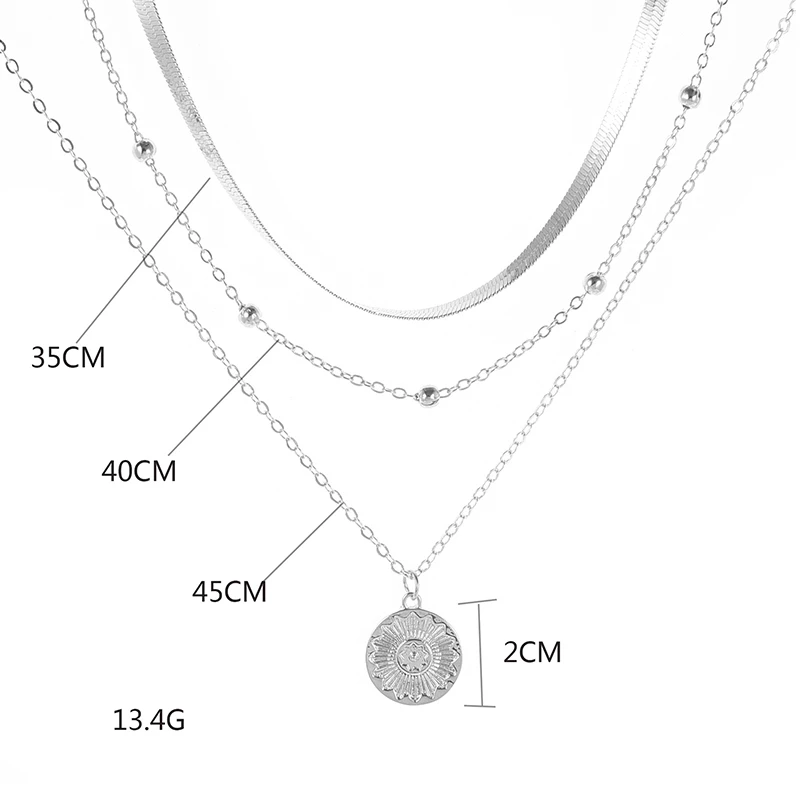 Zilveren Drievoudige Halsketting van Sterling Zilver Handgemaakt Elegante Dames Ketting met Sentimentele Waarde en Veelzijdig Ontwerp voor Diverse Gelegenheden
