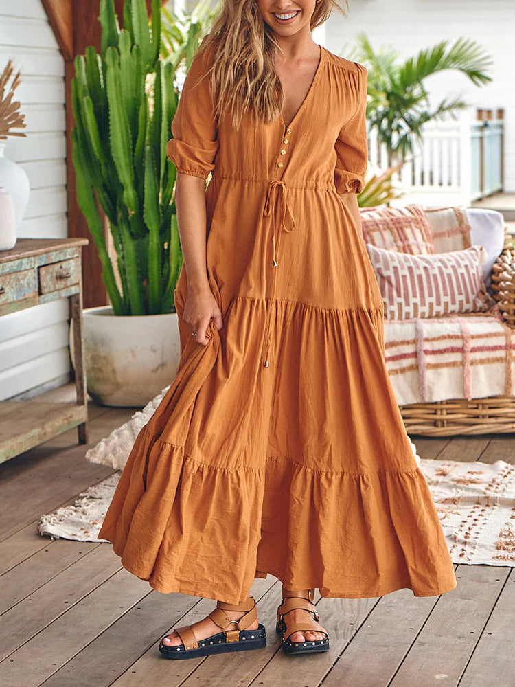 Bohemian Maxi Jurken met Touwtjes in de Taille