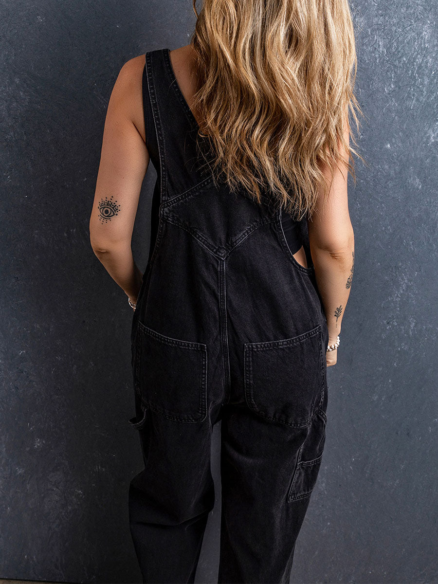Dames Zwarte Denim Overalls Werkoutfits Dungarees