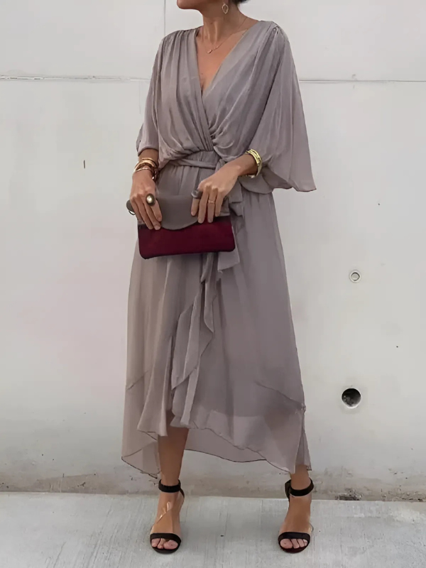 Seraphina | Tidless Wrap Midi Jurk in Elegant Ontwerp