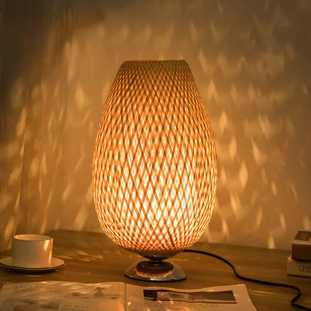 RustiekLicht Vintage Bamboe Tafellamp voor Woonkamer