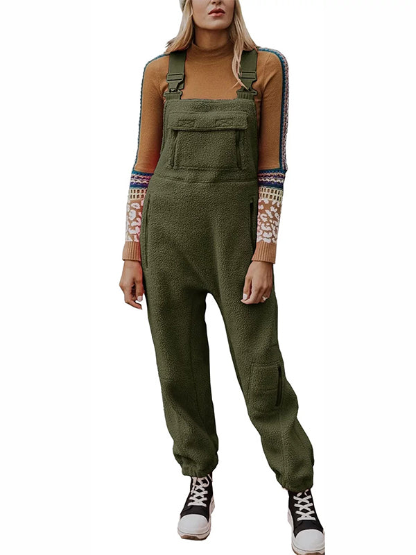 Dames Fleece Thermische Overalls Met Ritszakken