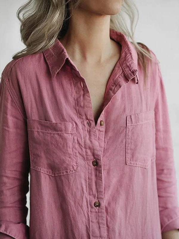 Knopen Casual Revers Zak Lange Mouwen Jumpsuit