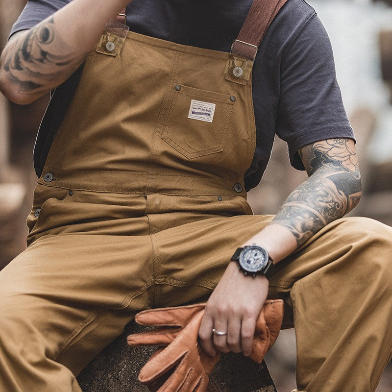 Heren Duck Bib Bruine Canvas Overalls