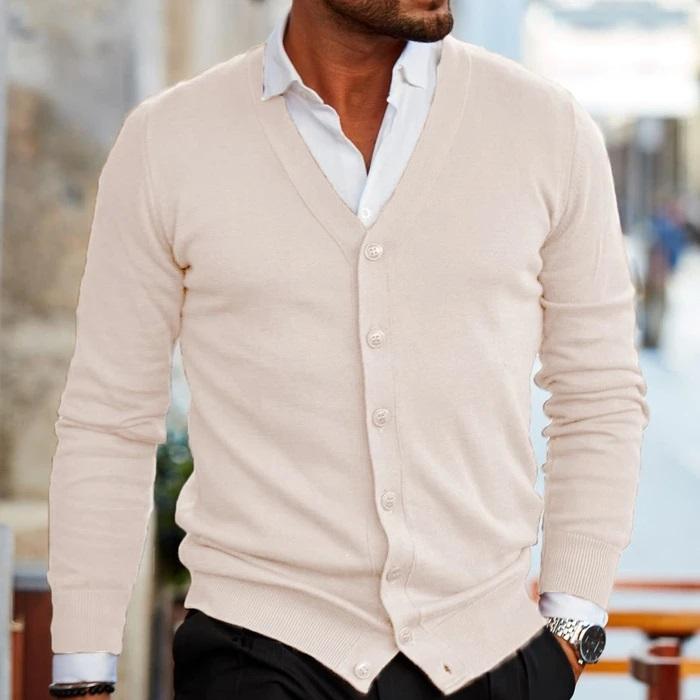 Vest Casual Cardigan voor Heren met V-Hals en Knopen