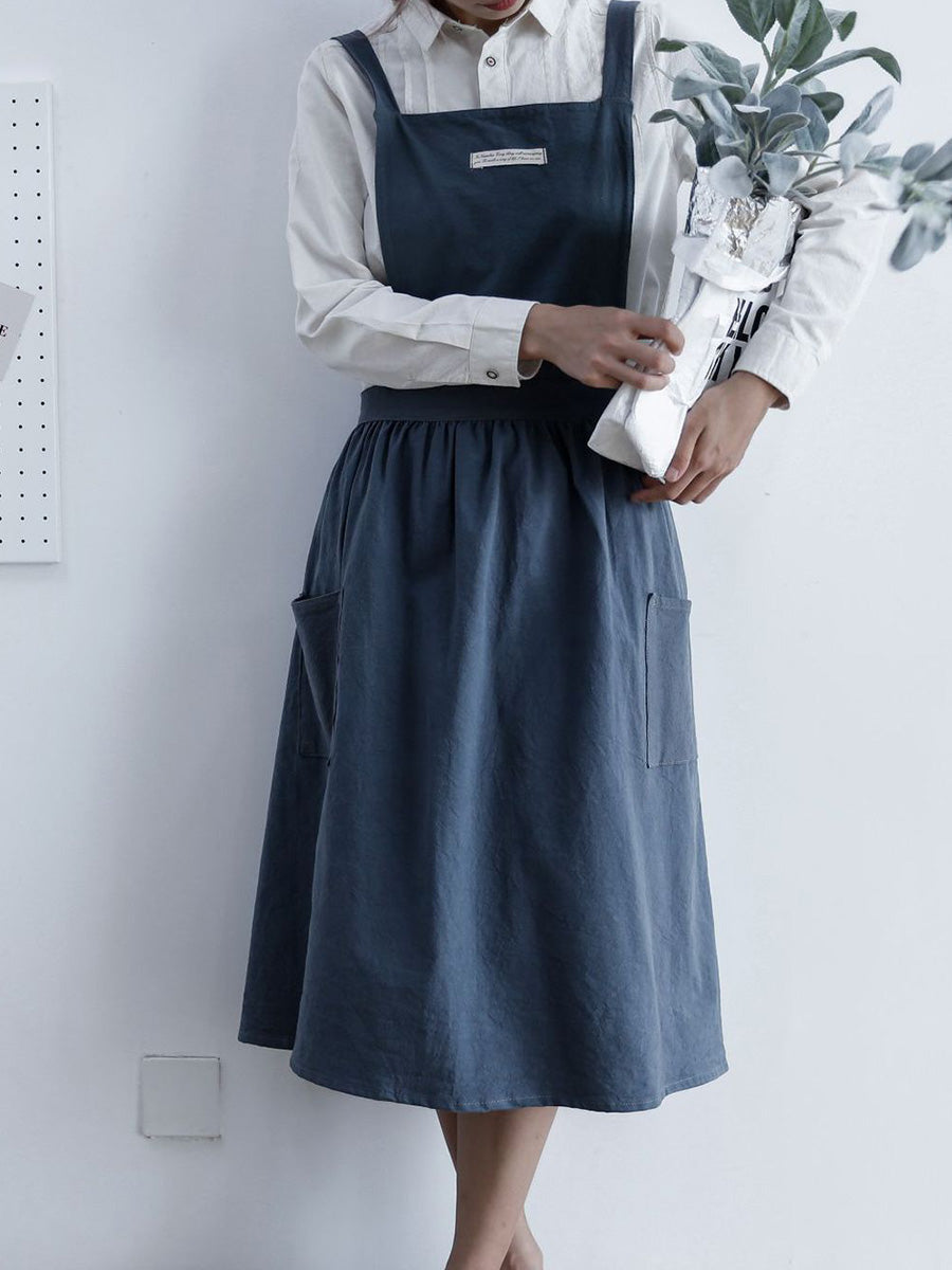 Vrouwen Geplooide Casual Katoenen Schort
