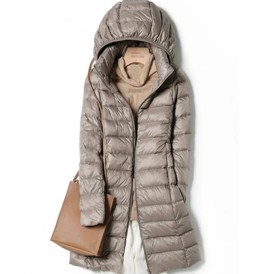 Dames Lange Winter Puffer Jas | Capuchon