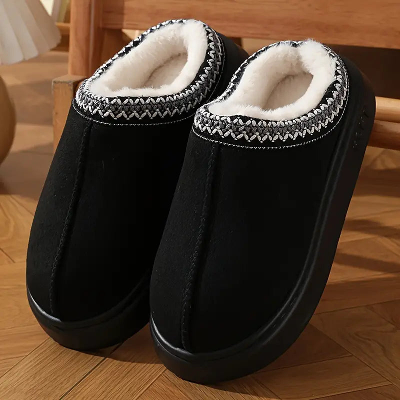 Slippers Met Fleece Voering Antislip EVA Zool Zwart Bruin - Sloffen - Pantoffels