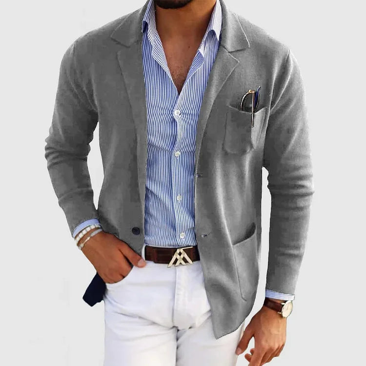 Heren Blazer Ademend Materiaalmix Getailleerde Pasvorm