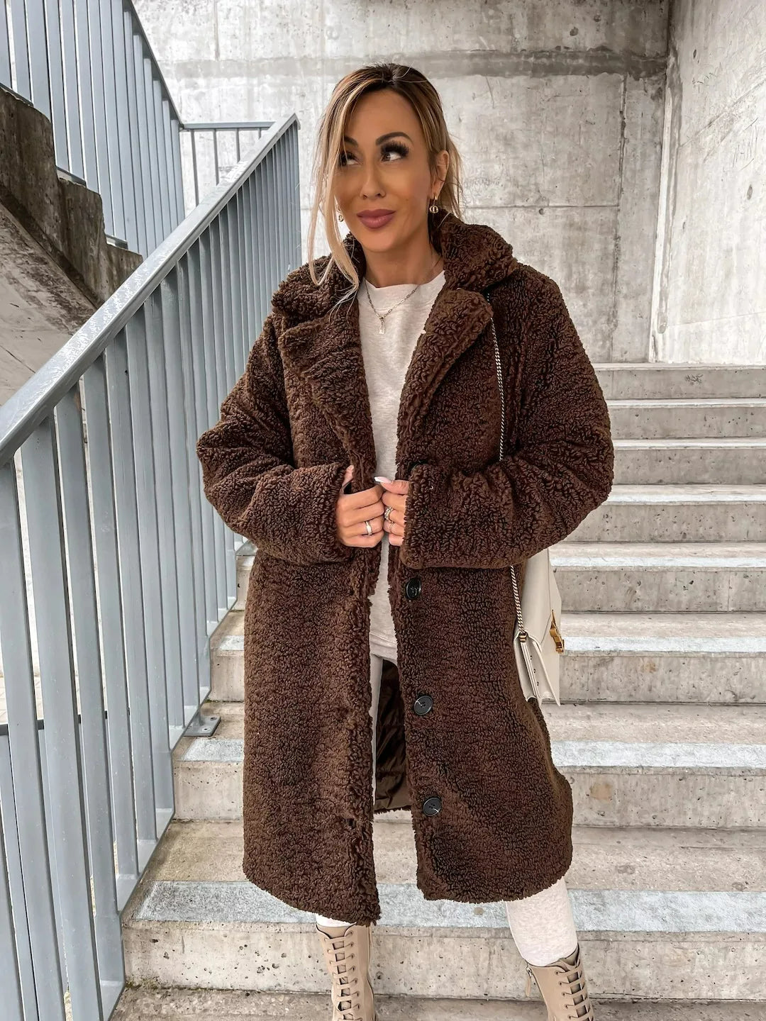 Trenchcoat Van Pluche Warm En Ademend Voor Koude Seizoen - Winterjas Dames