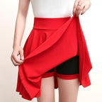 A-lijn Elastische Taille Plissé Rok met Aangehechte Shorts