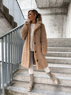 Trenchcoat Van Pluche Warm En Ademend Voor Koude Seizoen - Winterjas Dames