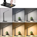 LED Bureaulamp met Draadloze Oplader & Touchbediening – Zwart, Dimbaar en Verstelbaar