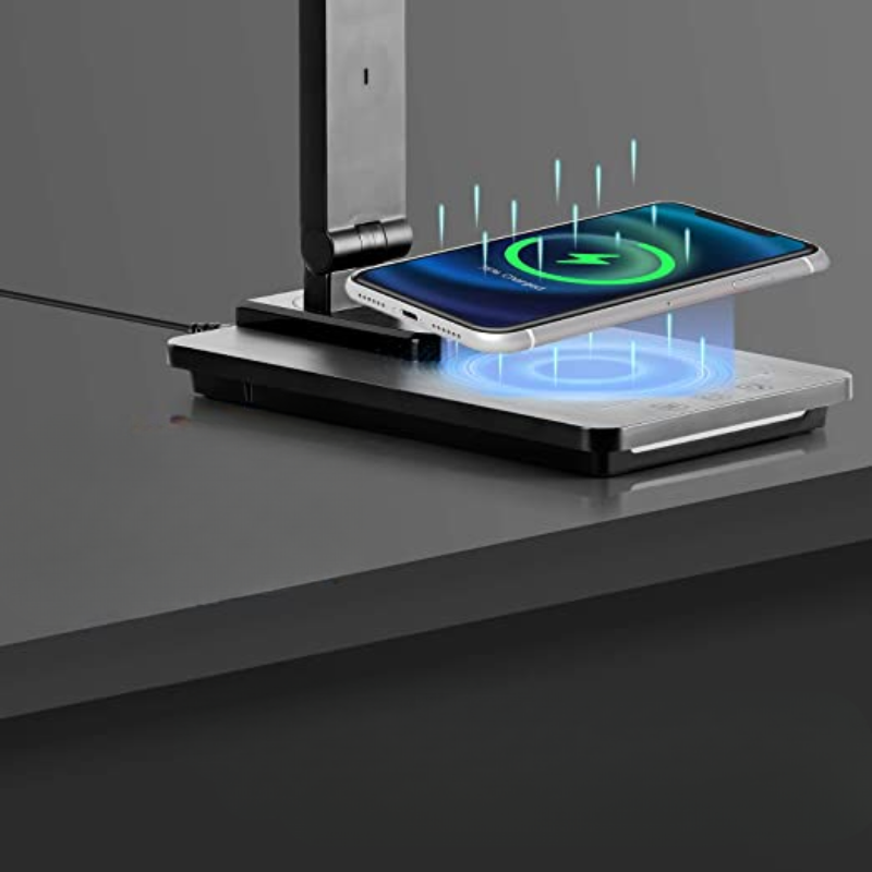SmartBeam - LED Bureaulamp met Draadloze Oplader en USB Poort