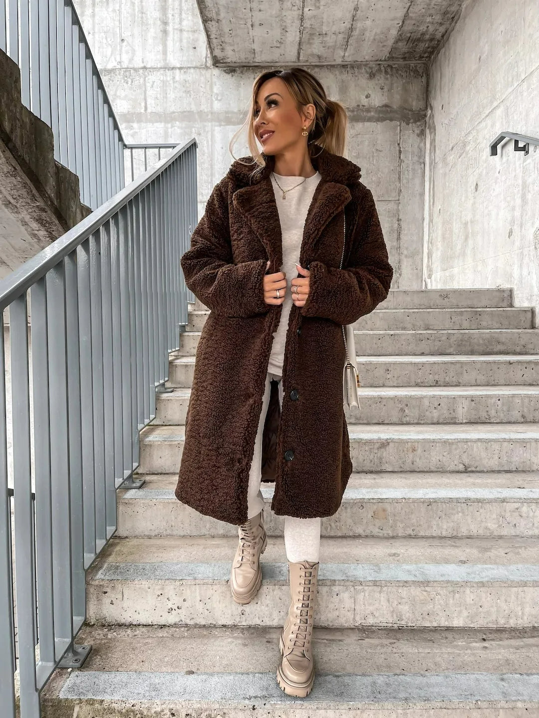 Trenchcoat Van Pluche Warm En Ademend Voor Koude Seizoen - Winterjas Dames