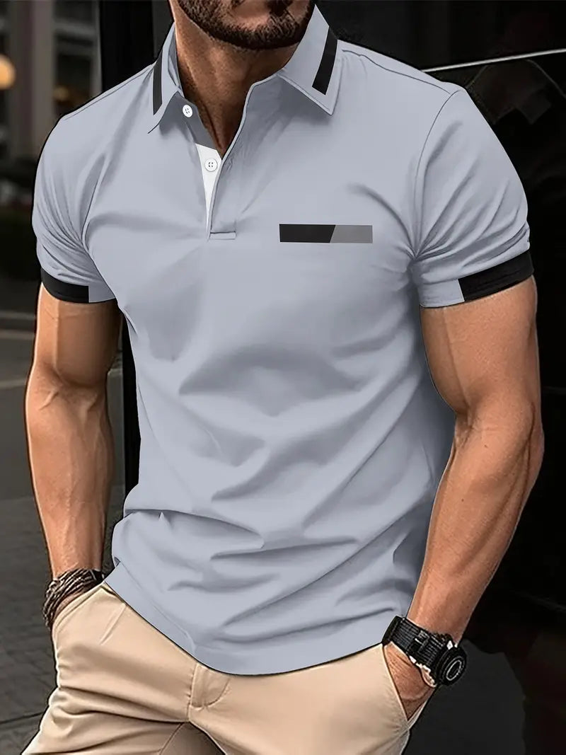 Variant image for Heren T Shirt Blauw M Katoen Kleurblok Casual Sportstijl-49