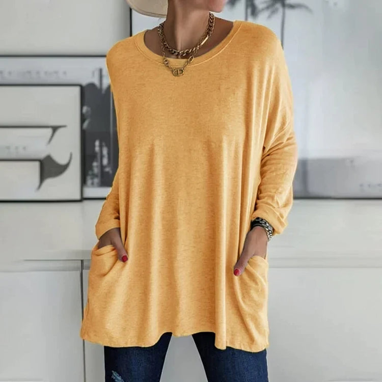 Dames Casual Oversized Trui Ronde Hals Zachte, Ademende Stof