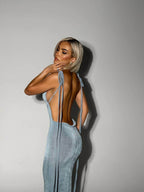 Sophia Rugloze Maxi Jurk voor Elegante Avonden en Feesten