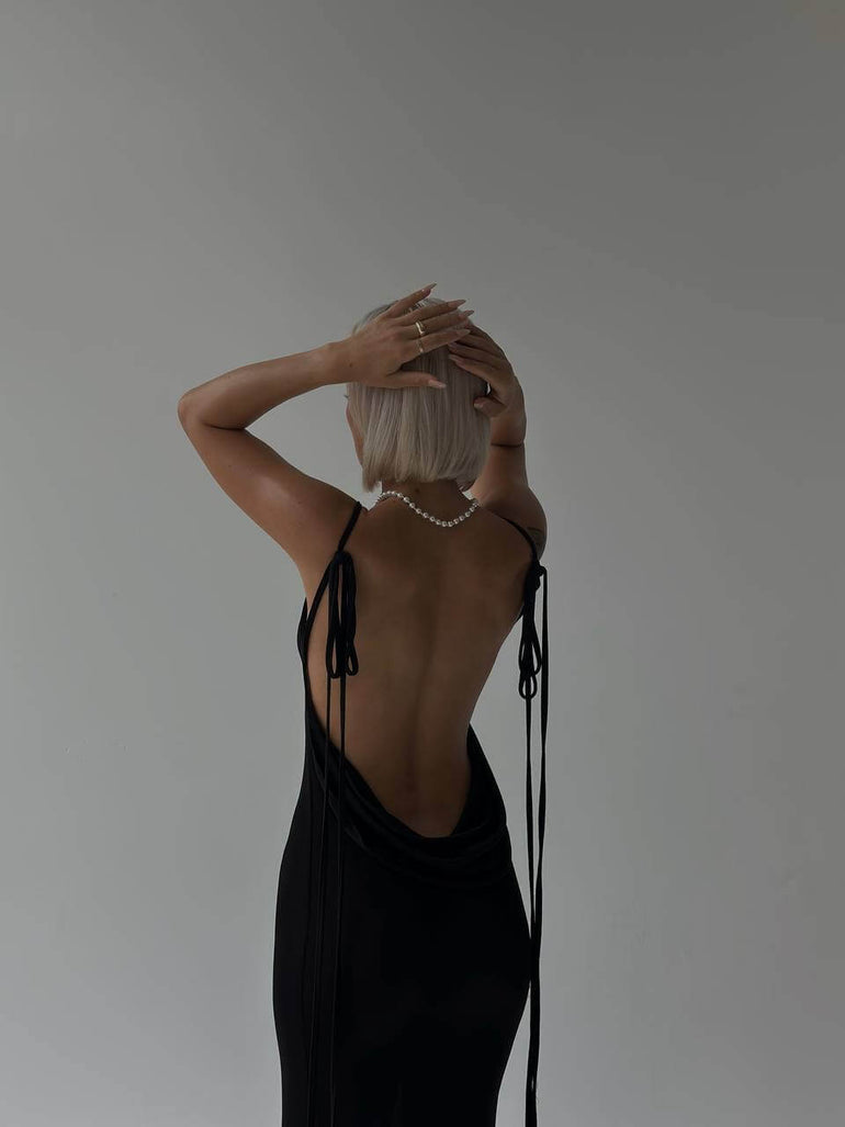 Sophia Rugloze Maxi Jurk voor Elegante Avonden en Feesten
