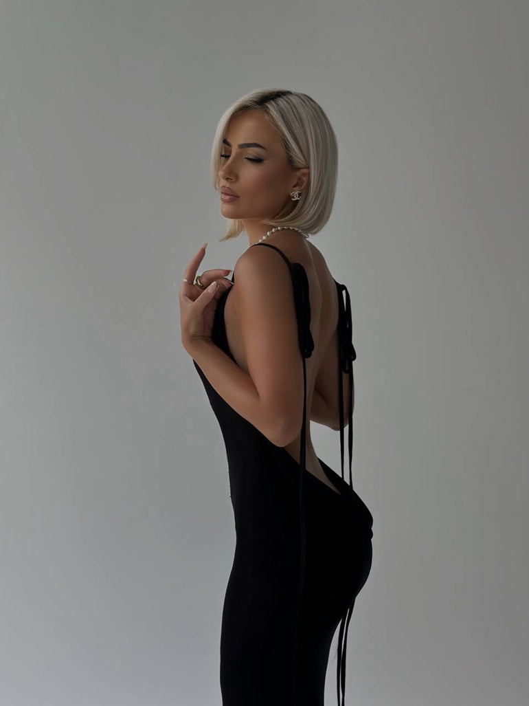 Sophia Rugloze Maxi Jurk voor Elegante Avonden en Feesten