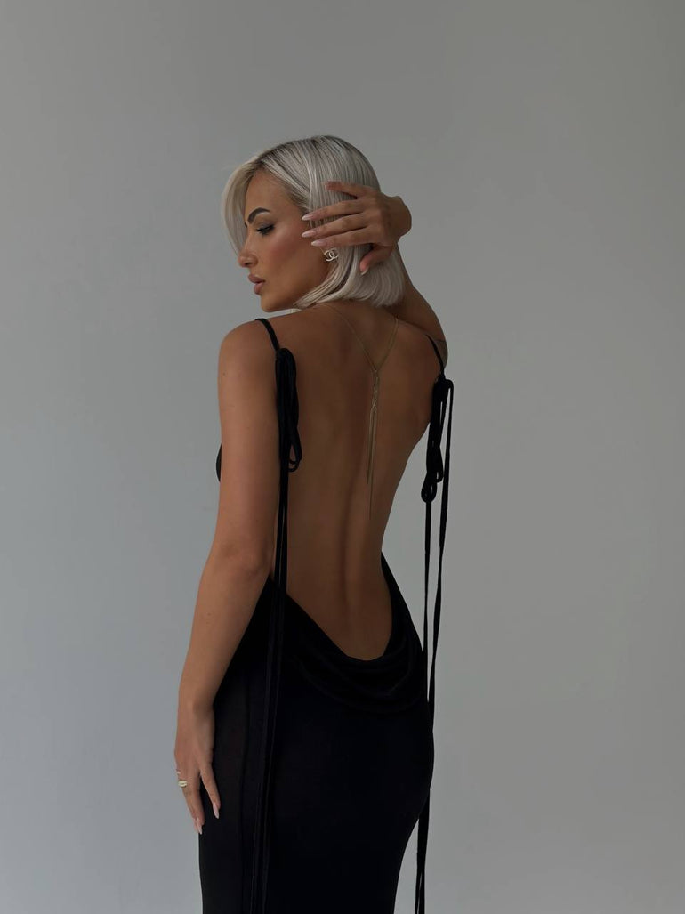 Sophia Rugloze Maxi Jurk voor Elegante Avonden en Feesten