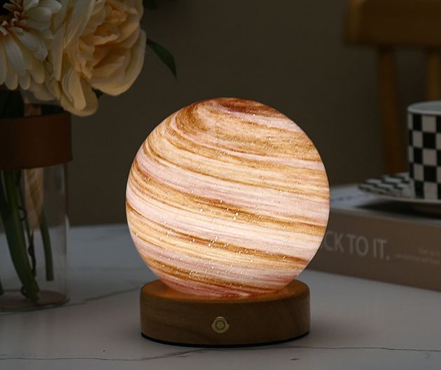 Glazen Maanlamp Zachte Lichtbol Met Maanweergave Realistisch