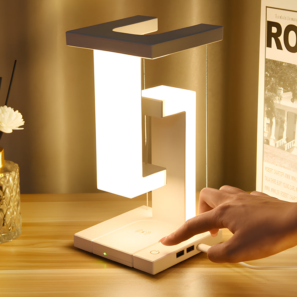 EclipseLite - Modern Zwevende Tafellamp met LED en Draadloos Opladen