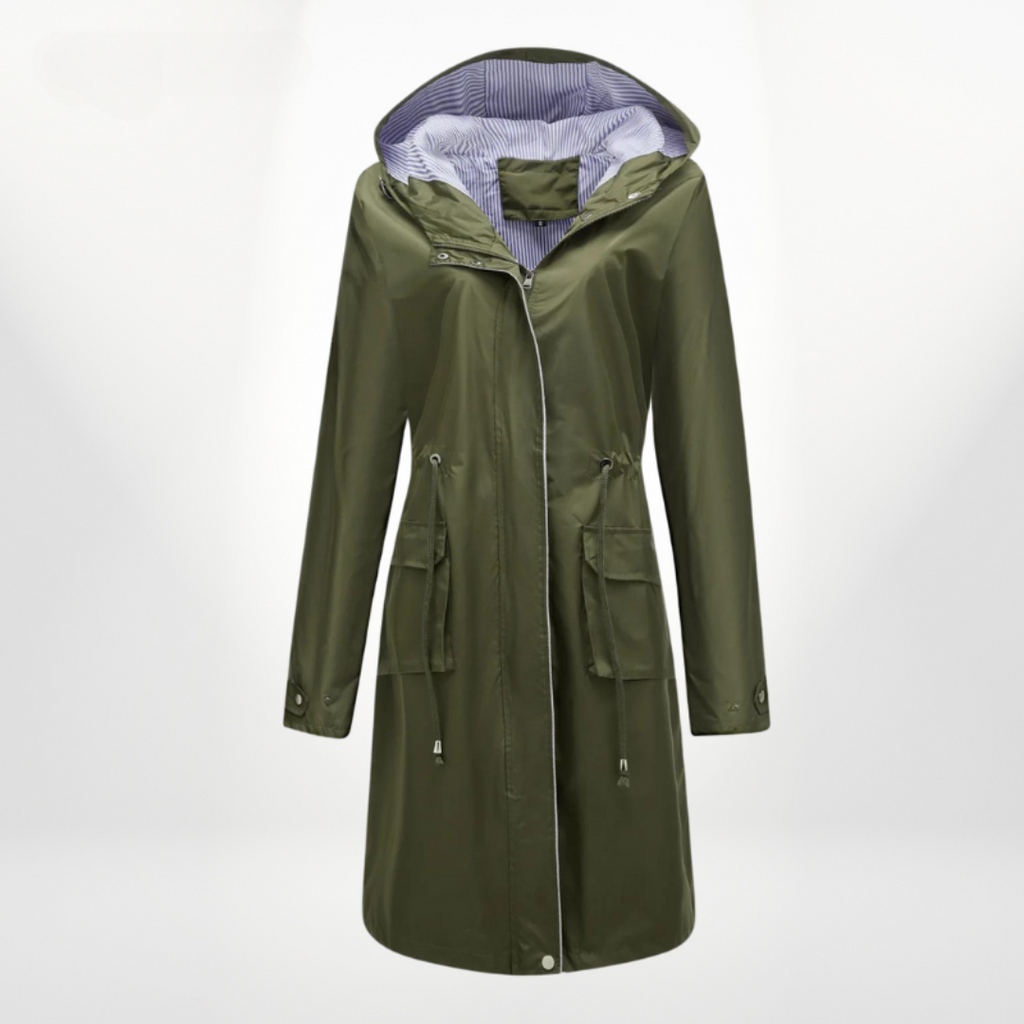 Waterdichte Trenchcoat Dames Tot Knie Met Verstelbare Taille